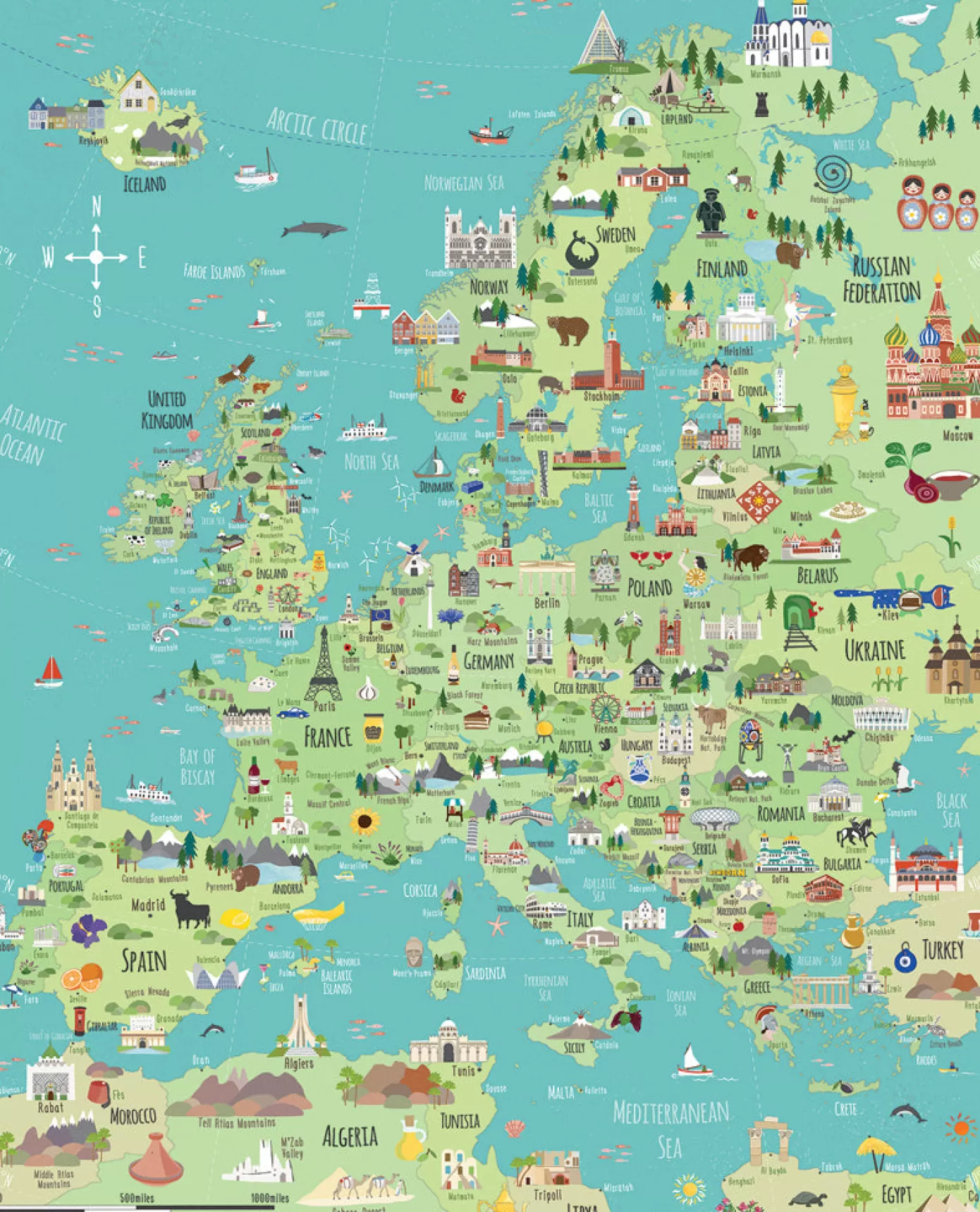 - Bek Cruddace Europe Map Wooden Jigsaw Puzzle<Artifact Puzzles Shop