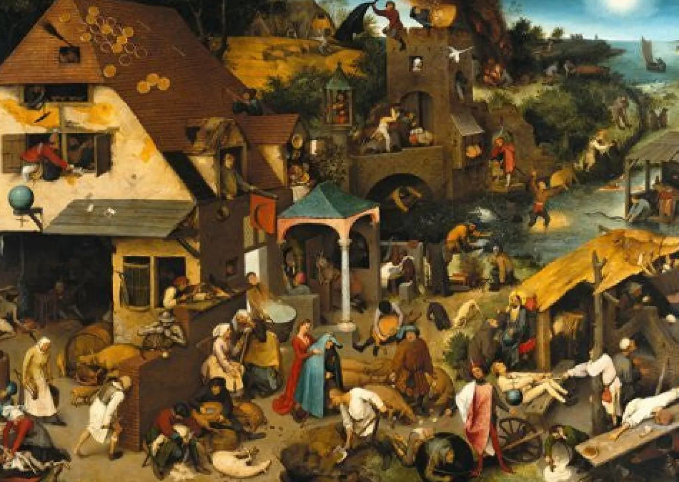 - Bruegel Netherlandish Proverbs Wooden Jigsaw Puzzle<Artifact Puzzles Clearance