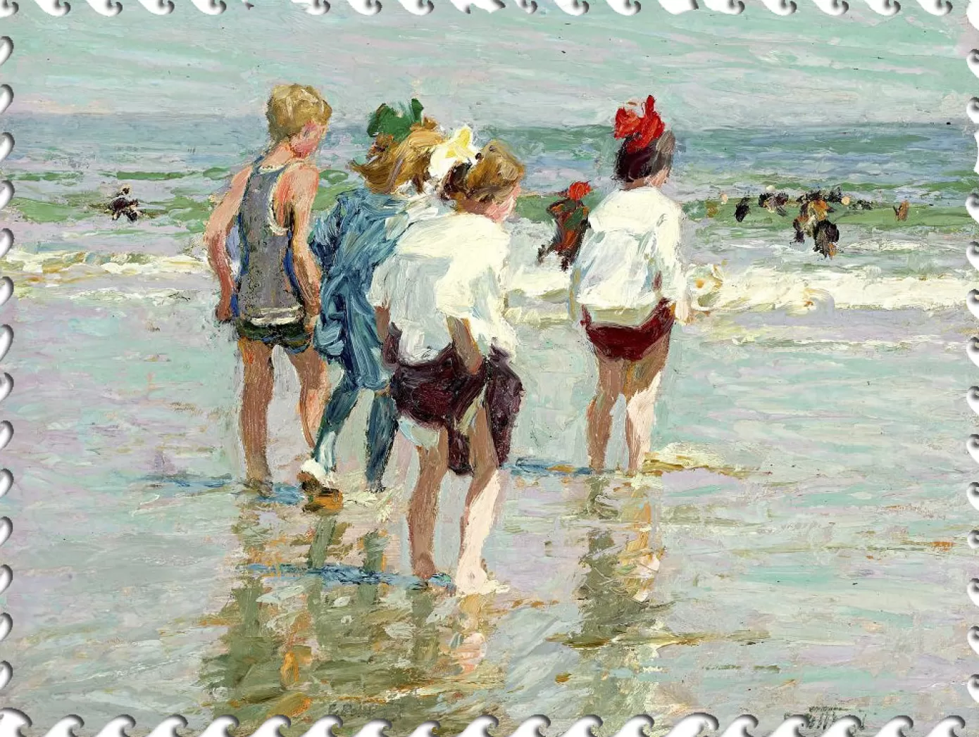 - Edward Henry Potthast Brighton Beach Wooden Jigsaw Puzzle<Artifact Puzzles Fashion