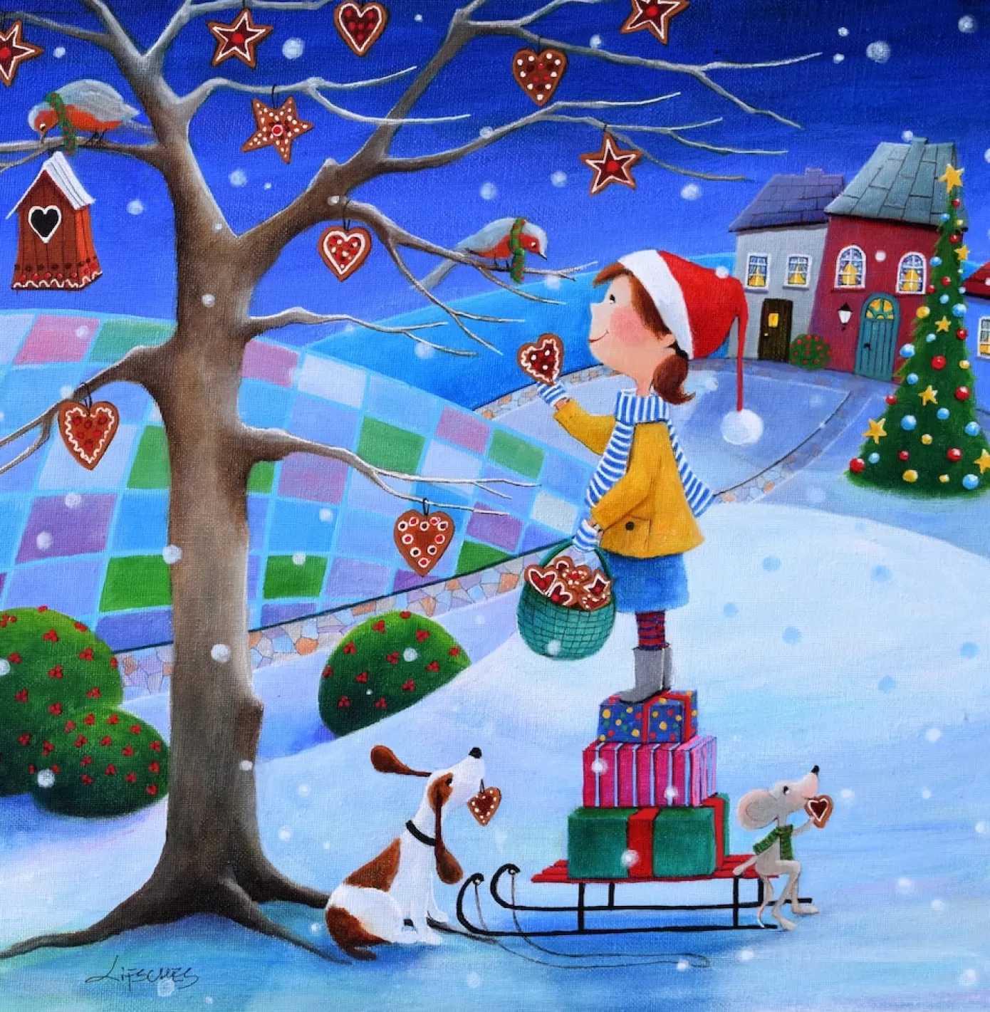 - Iwona Lifsches Merry Christmas Wooden Jigsaw Puzzle<Artifact Puzzles Store